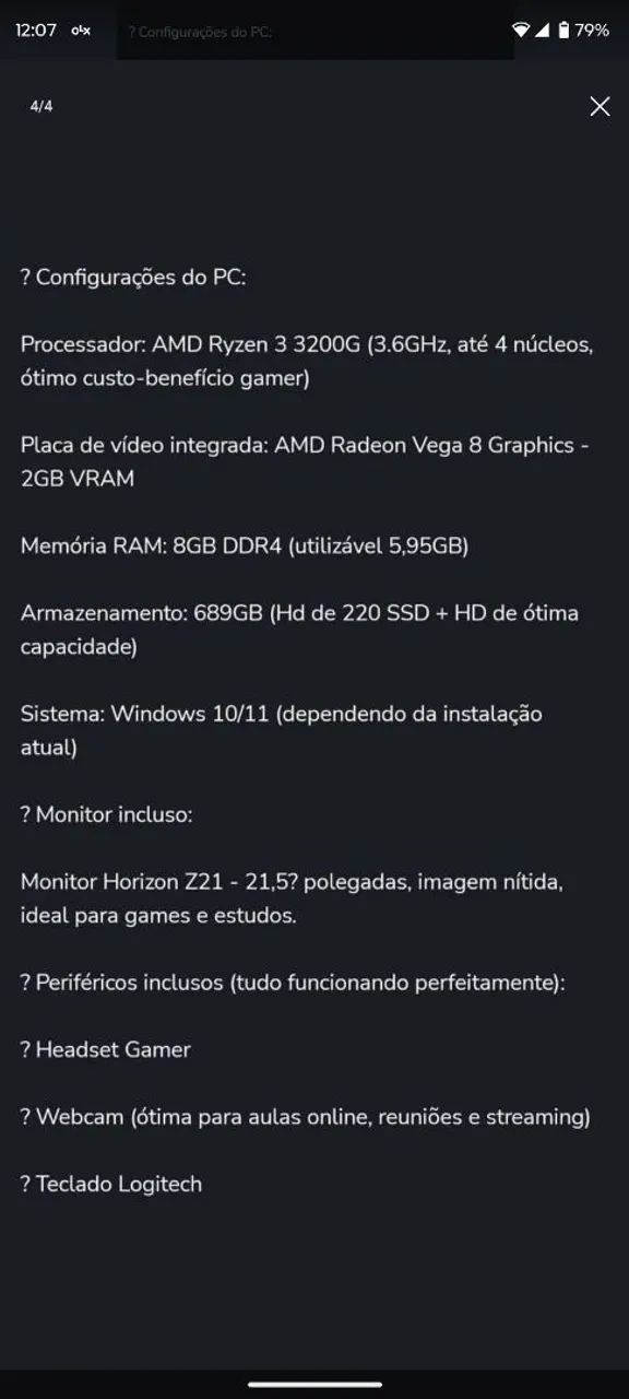 Computador em perfeito estado ,funcionando 100% conservado