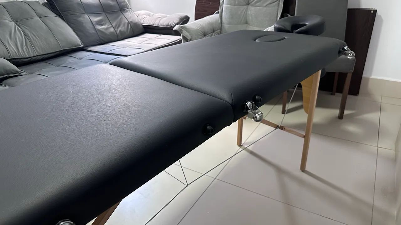 Maca Dobrável Portátil Audrey Preta Start Original C/ Apoio de Cabeça Ajustável - Foto 5