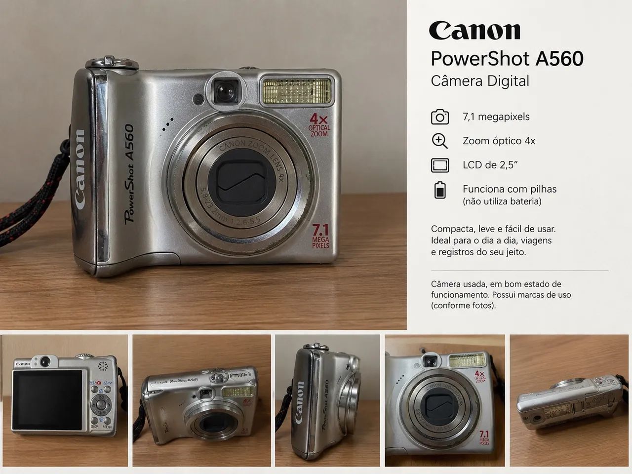 Canon PowerShot キャノン パワーショットA560 Câmera fotográfica Canon PowerShot A560 - Câmeras e Filmadoras