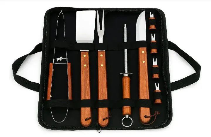 Kit Churrasco 360 de aço inoxidável com 10 peças  - Foto 2