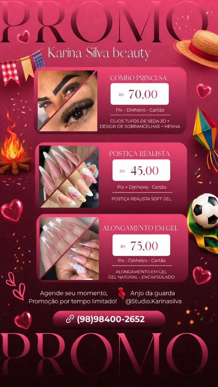 Alongamento de unhas, extensão de cílios, Sobrancelhas, Postiça realista. - Foto 2