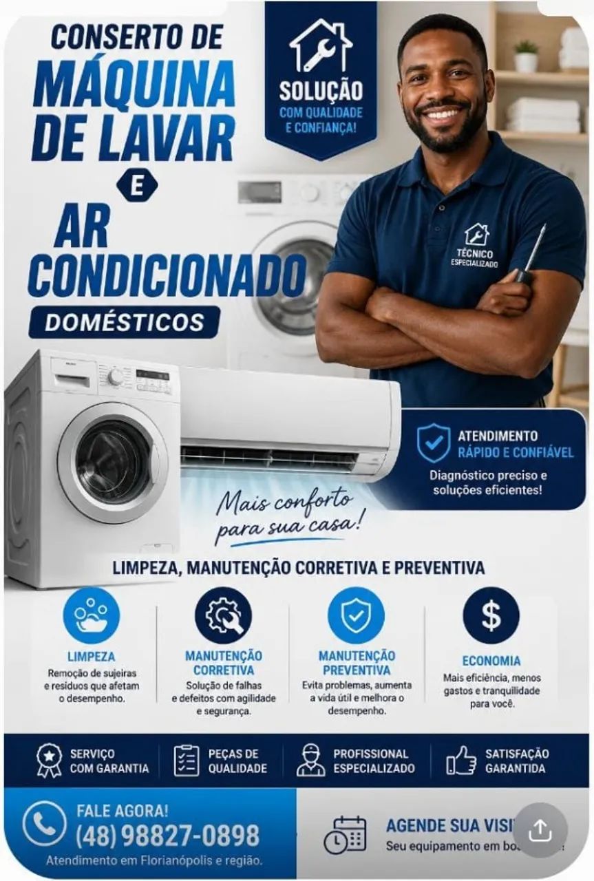 Maquina de lavar e Ar condicionado.