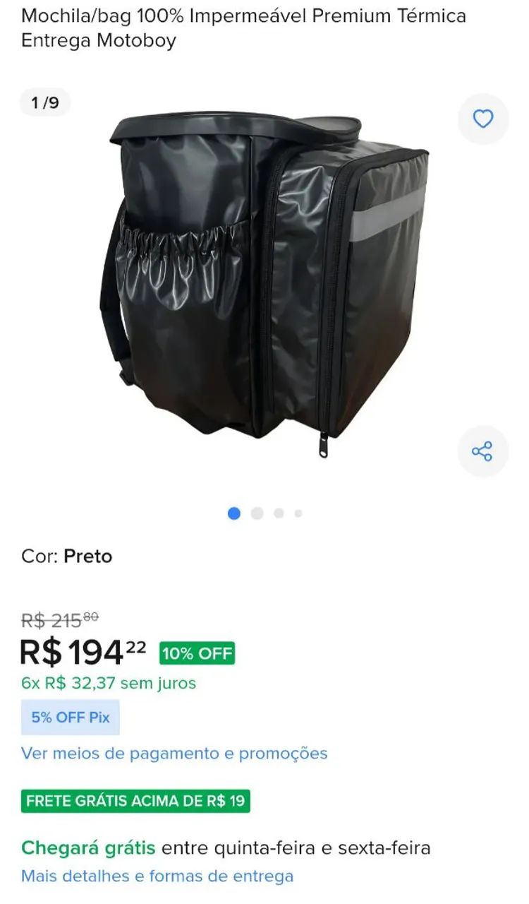 Bag para entregador 