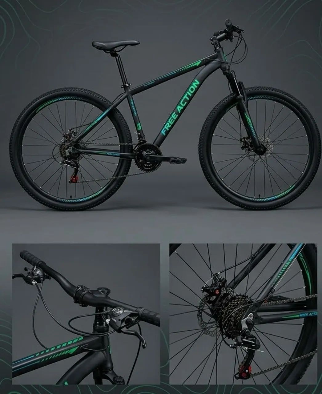 Bicicleta Free Action Flexus Aro 29 - 21V e Freios a Disco