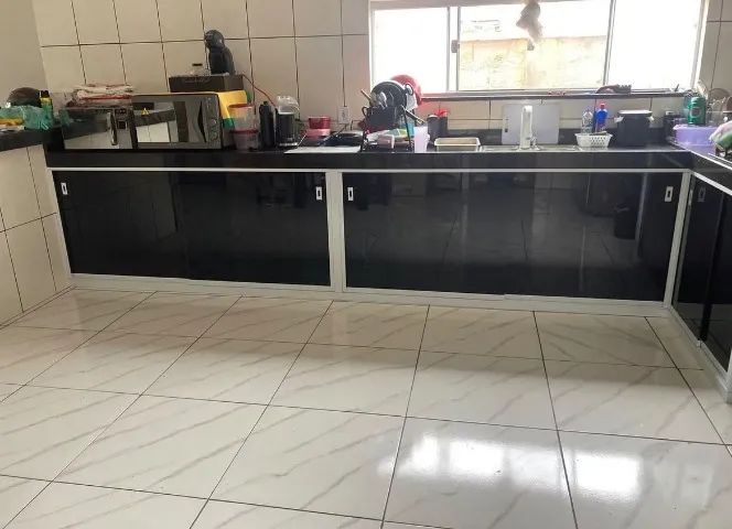 Kit pia de vidro e alumínio
