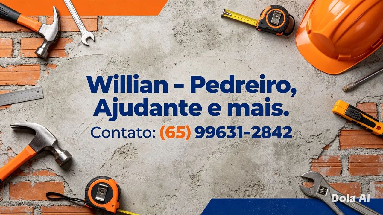 Faço serviço de pedreiro, ajudante e ajudante de carpinteiro 