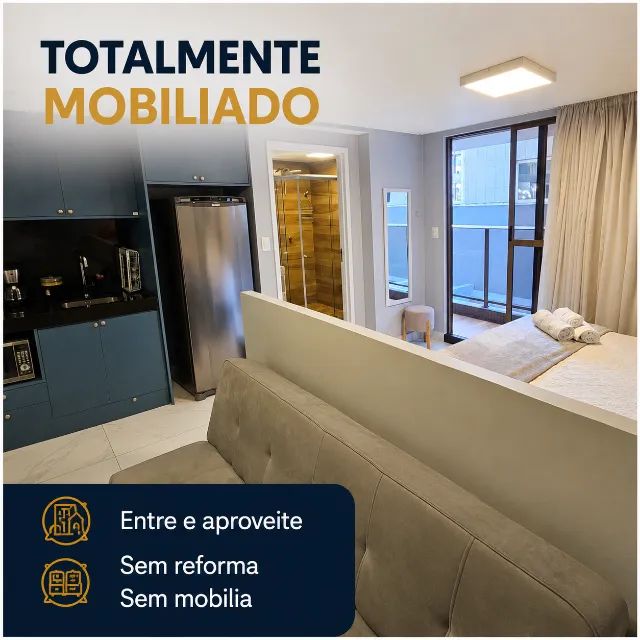 Unity Cabo Branco! Flat todo mobiliado com 31 m² na beira-mar da praia