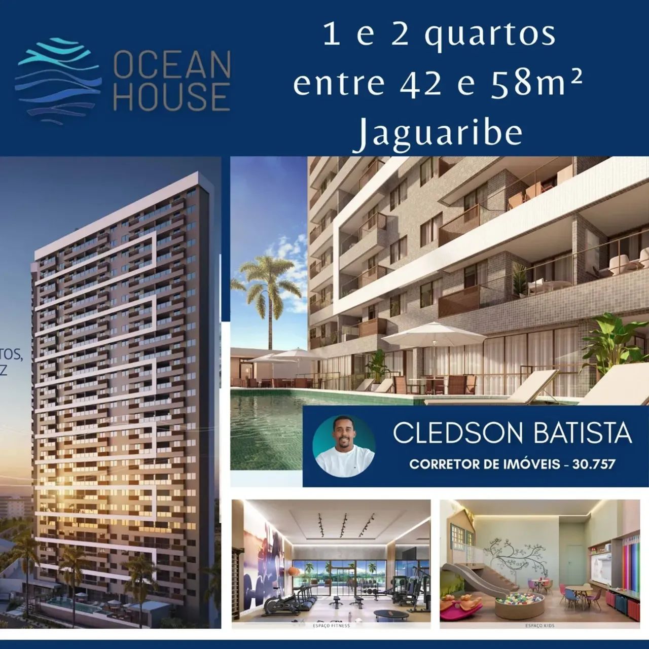 Ocean House, Apartamentos Vista Mar De 1 E 2 Quartos Entre 43M² A 60M². 2EHBEH