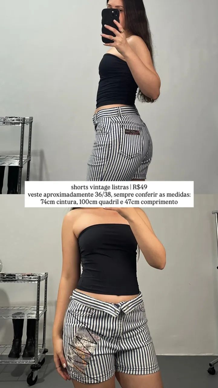 Shorts vintage listras 