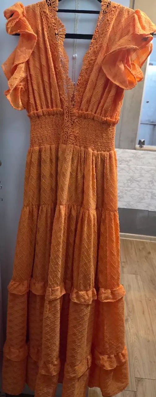 Vestido longo laranja vde leise tam M - Foto 4