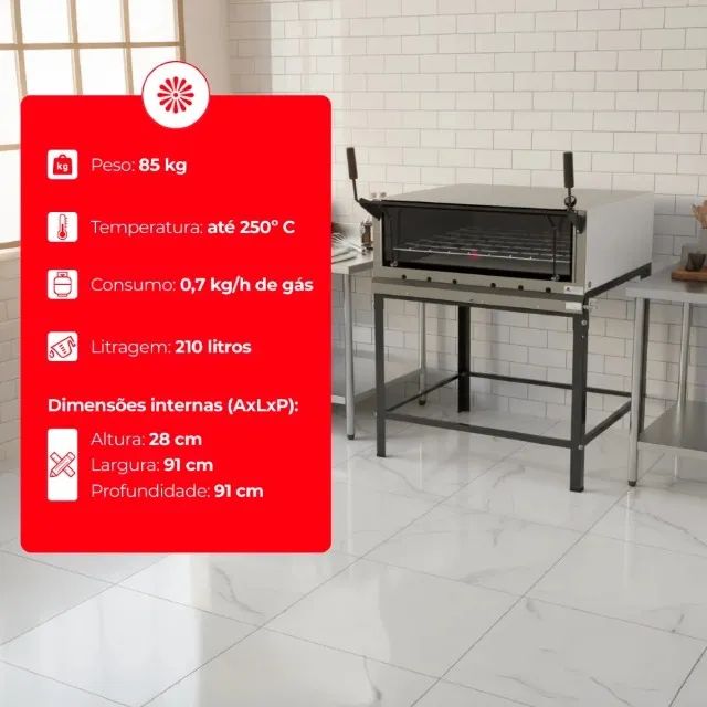 FORNO À GÁS COM PEDRA REFRATÁRIA - 210 LITROS - Foto 3