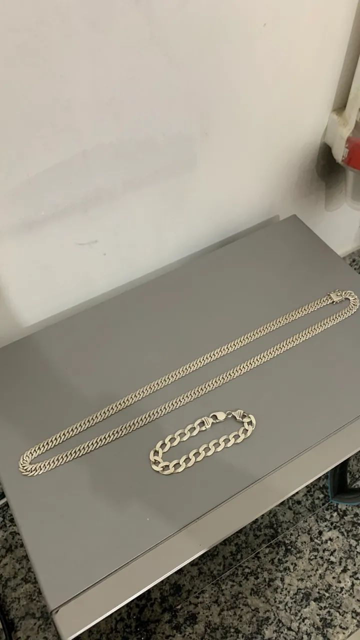 CORDÃO E PULSEIRA DE PRATA - Foto 3