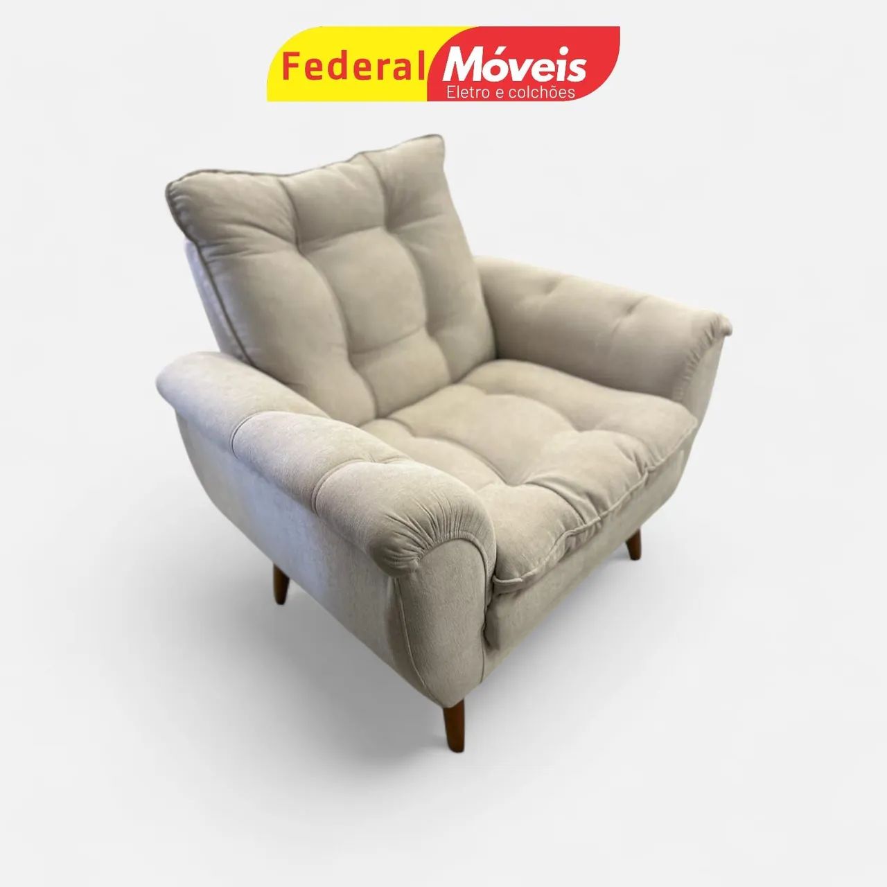 Poltrona para Sala tecido Boucle Bege Linda - Chama no WhatsApp  - Foto 2