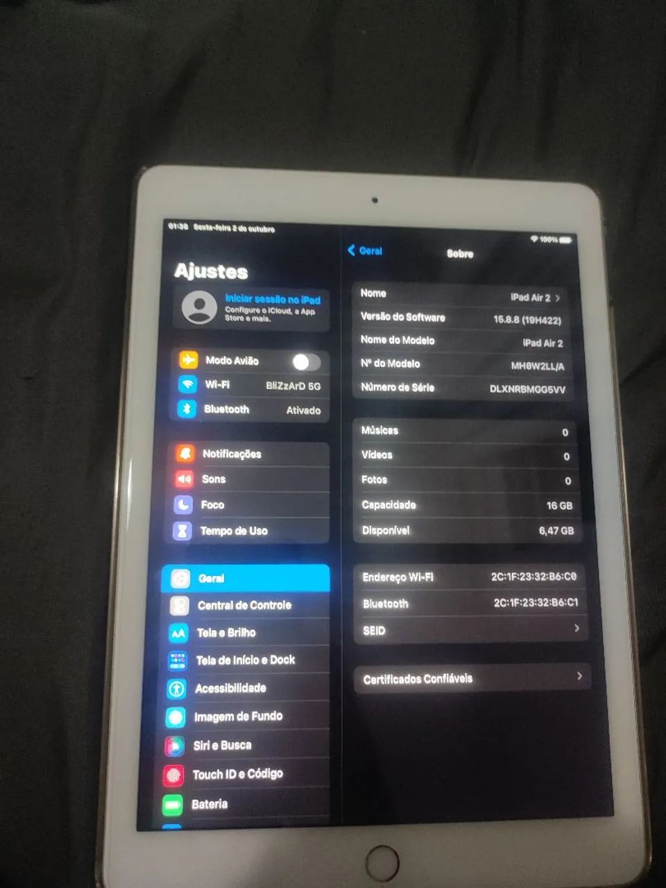 iPad Air 2 16GB Apple Original + Capa Oficial, Muito Conservado