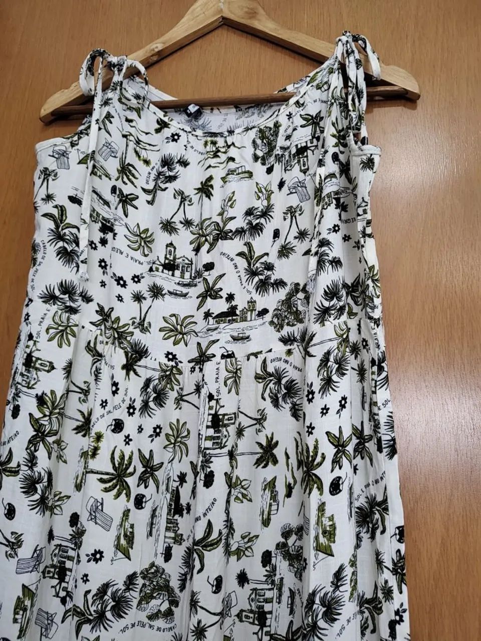 Vestido longo estampado off-white - Foto 2