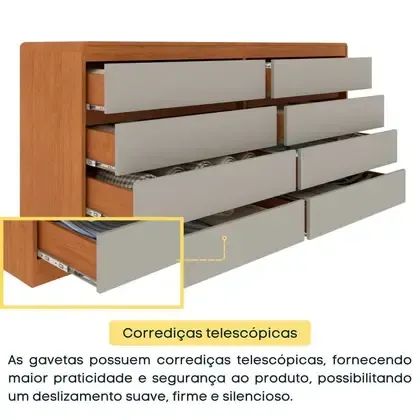 Cômoda Urban 8 Gavetas com Acabamento Premium