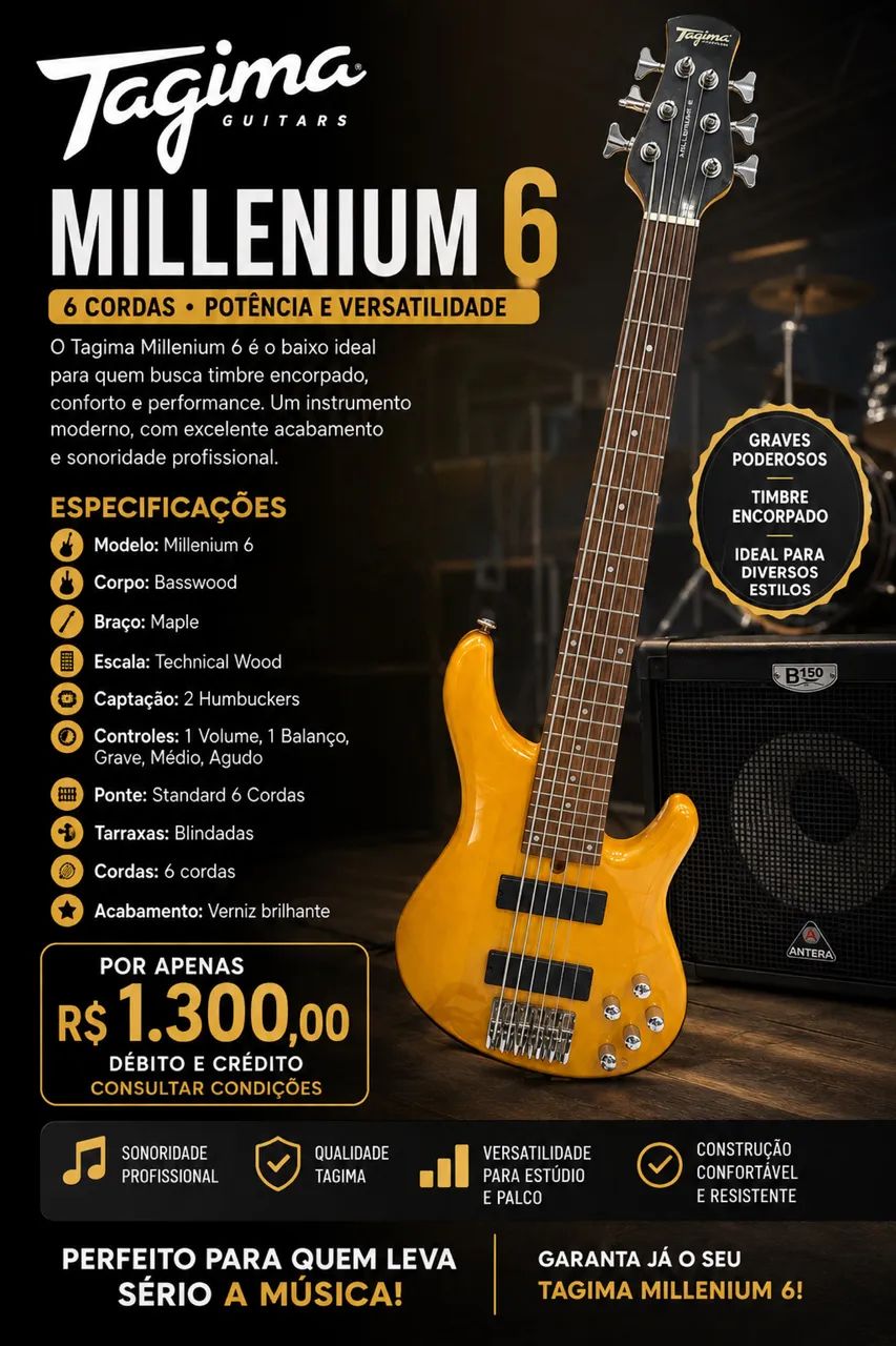 Poderoso Baixo Tagima 6 cordas  - Foto 2