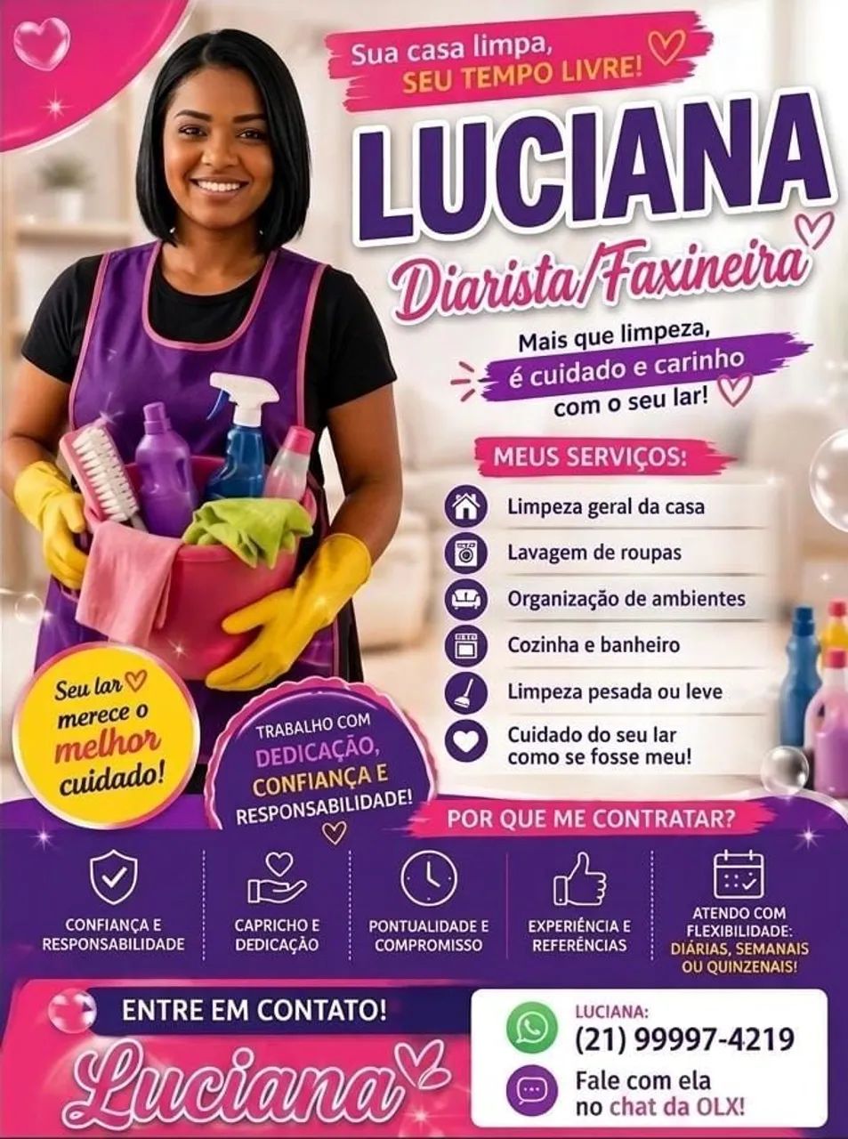 Faxinas, diárias 