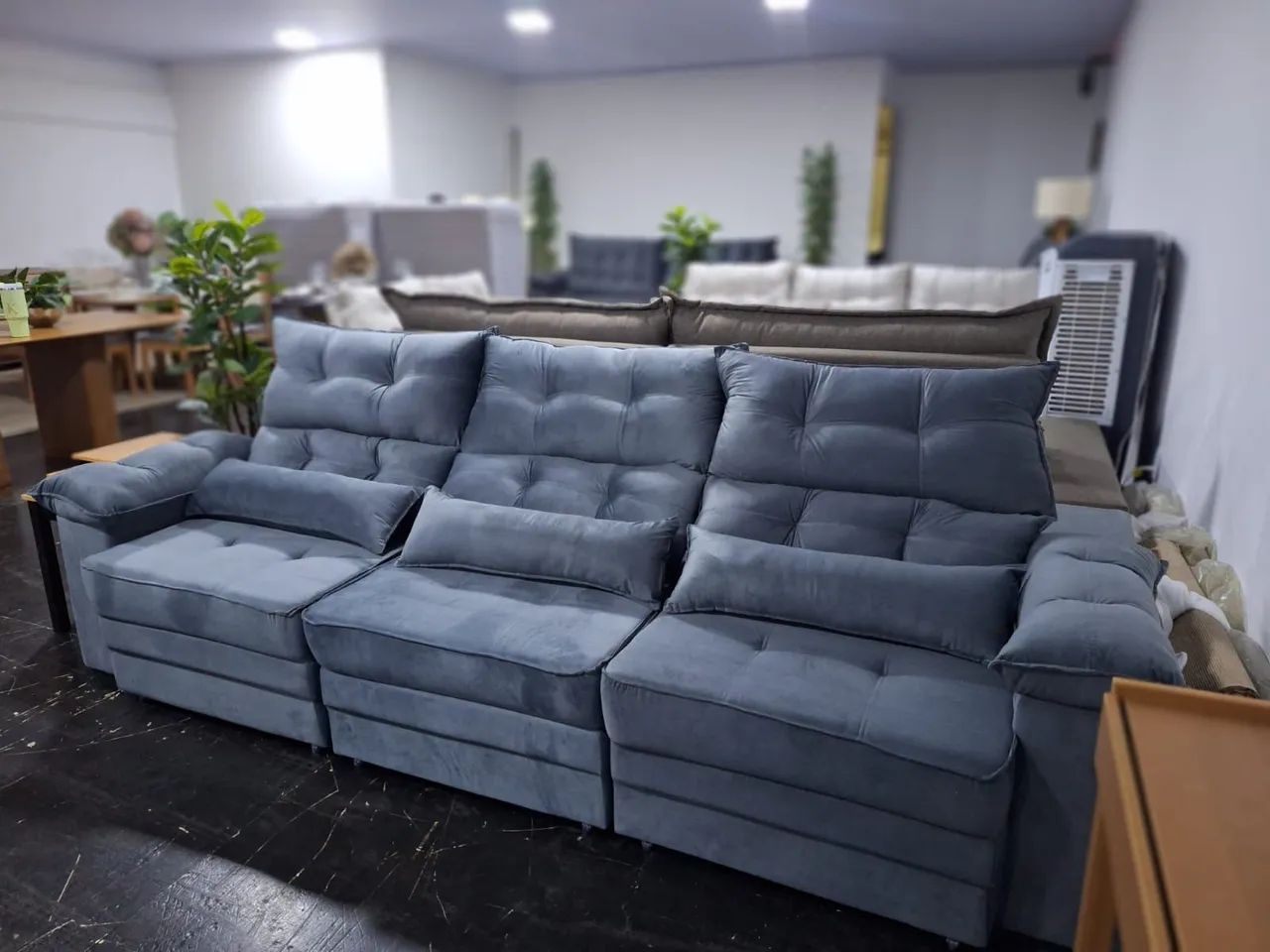 SOFÁ POLYANA CINZA 2.90 RETRÁTIL E RECLINÁVEL 