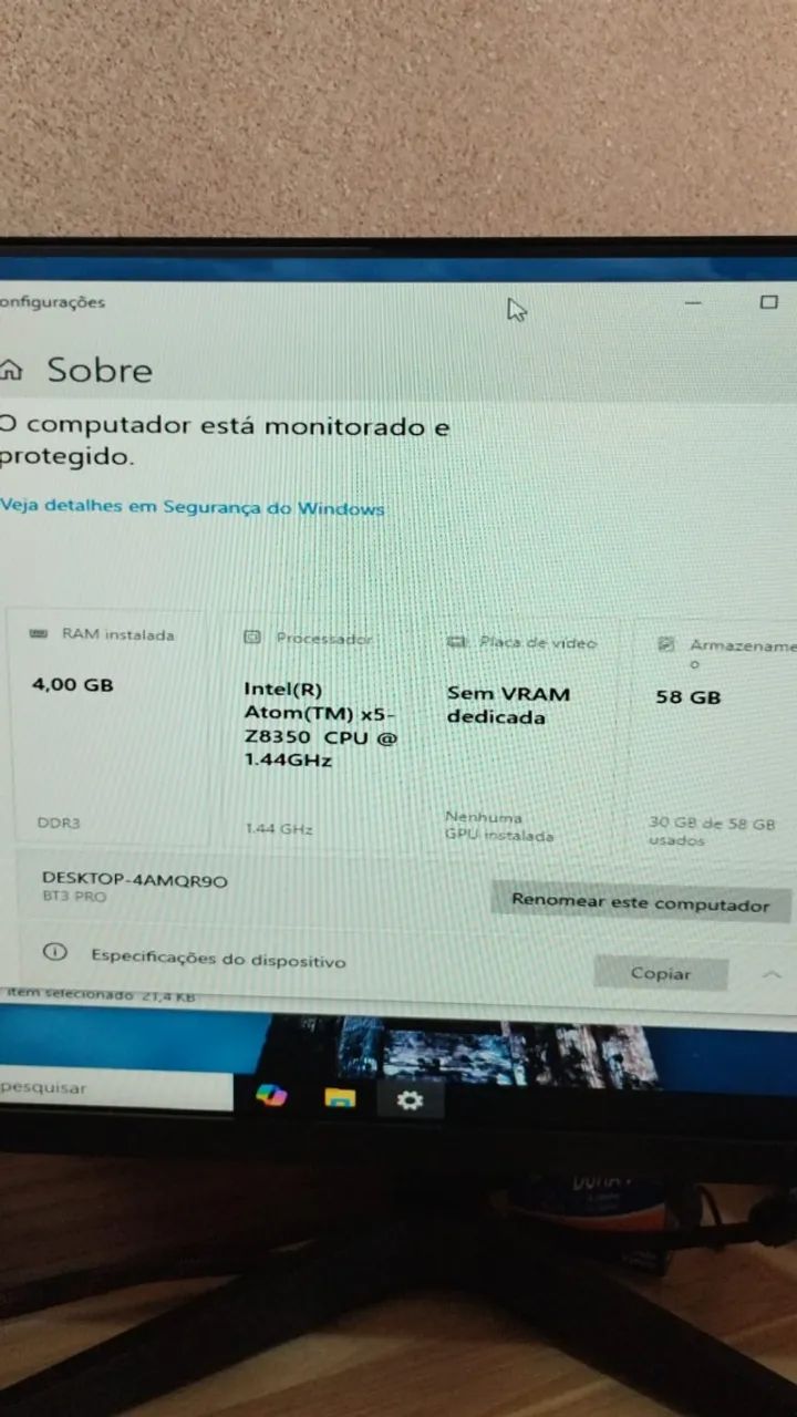 Mini PC  Processador Atom X5 - 4GB Ram e 58GB  SSD  Windows 10 - Foto 5