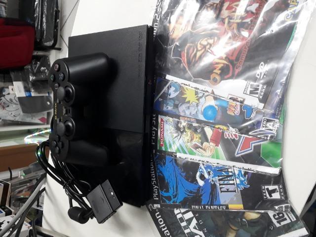 PlayStation 2 Slim Seminovo + 1 Controle + 5 jogos a sua escolha
