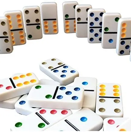 Jogo De Domino Profissional Double 6 Lata 28 Peças Coloridos - Branco