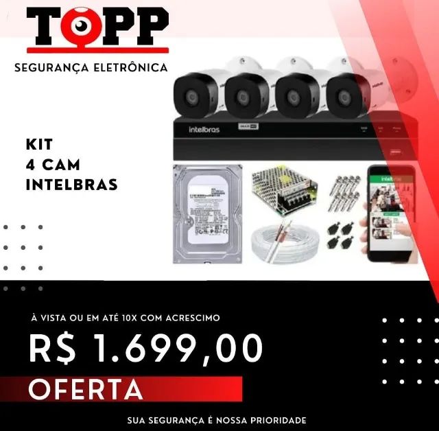 04 Câmeras Kit Residenciais Intelbras a partir de R$1.699,00 instaladas!