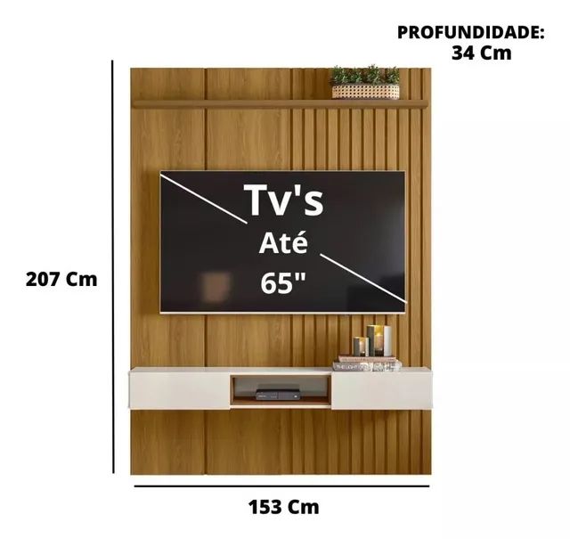 Painel Suspenso Ripado TV até 65? Bela  tt65  - Foto 2