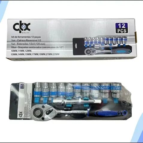 Jogo De Soquete Sextavado 1/2 12 Peças - Com Catraca - Pronta Entrega - Foto 6