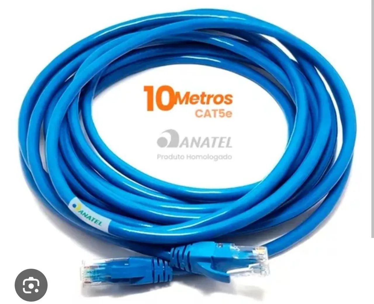 Cabo de Rede Ethernet CAT5e 10 Metros Azul - Anatel