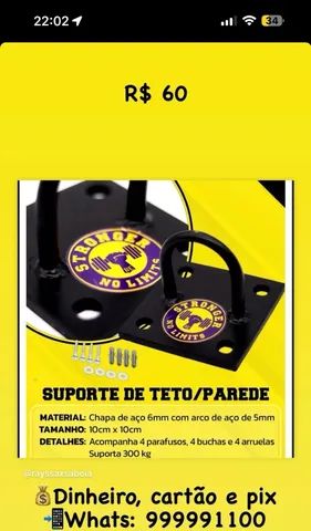 Suporte para trx e corda naval R$ 60 