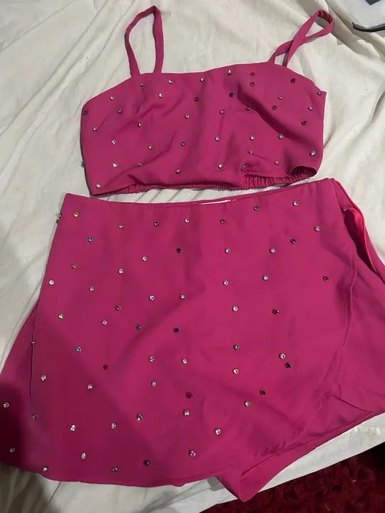  Conjunto rosa de pedraria 