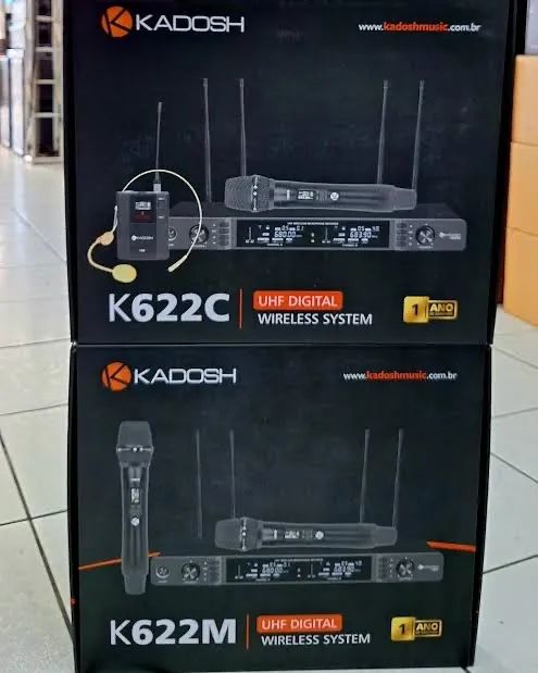 Microfone Sem Fio Kadosh K622M Duplo Bastão Uhf Digital Rack  - Foto 2