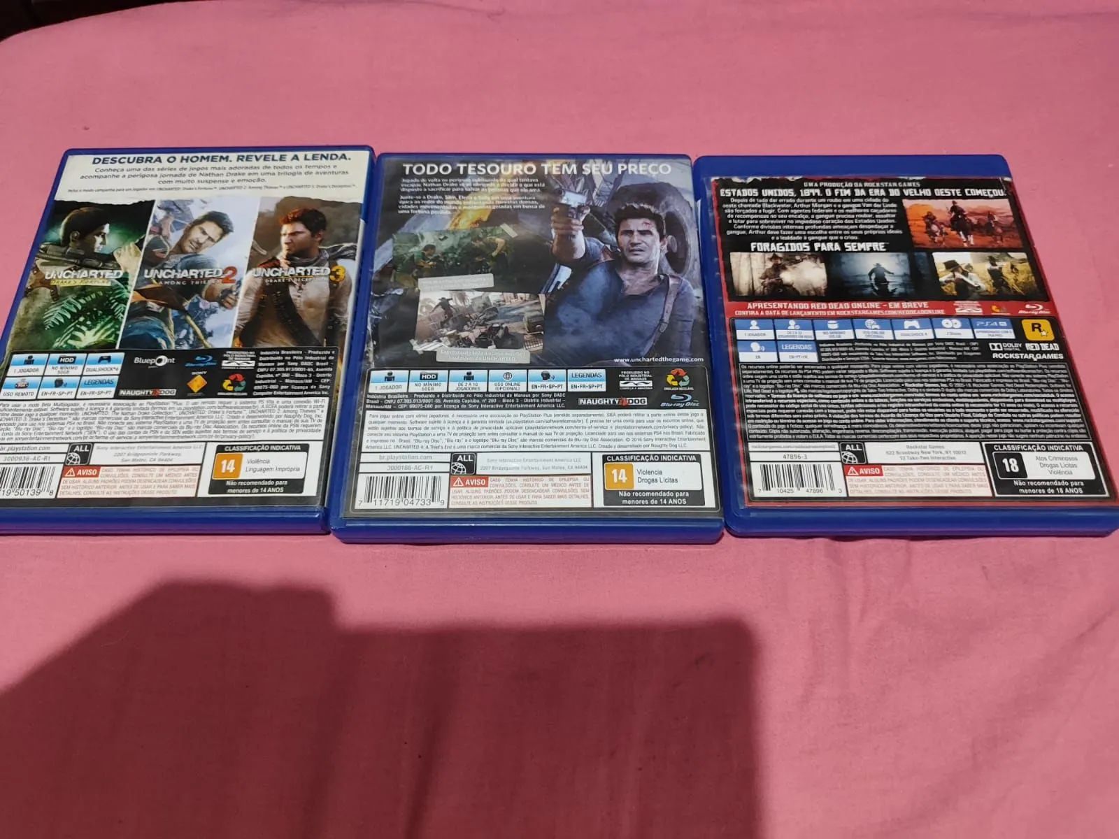 Jogos PS4 Uncharted collection, uncharted 4 e Red Dead Redemption 2