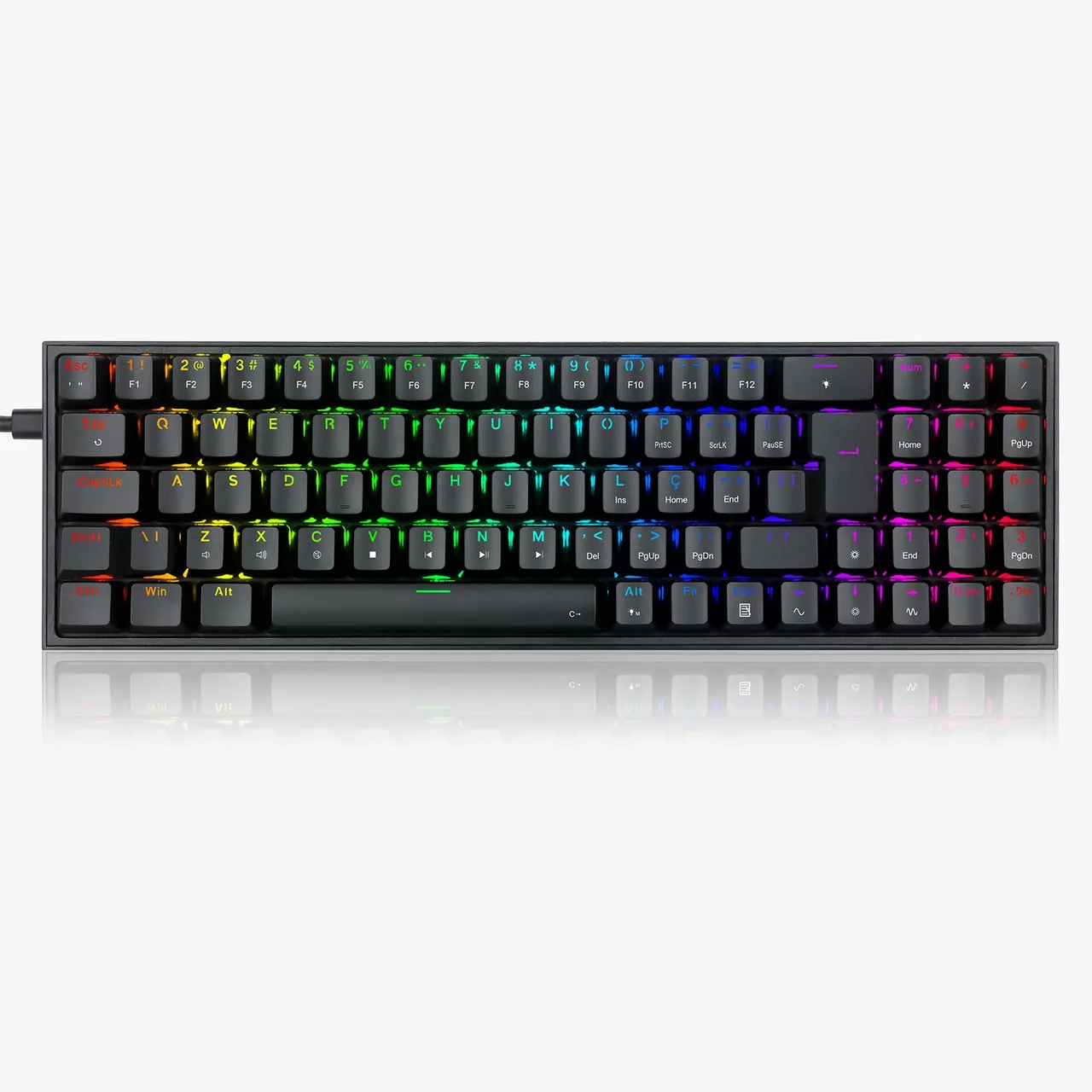 Teclado Gamer Mecanico Redragon Pollux Pro Rgb Preto Sem Fio Switch Brown