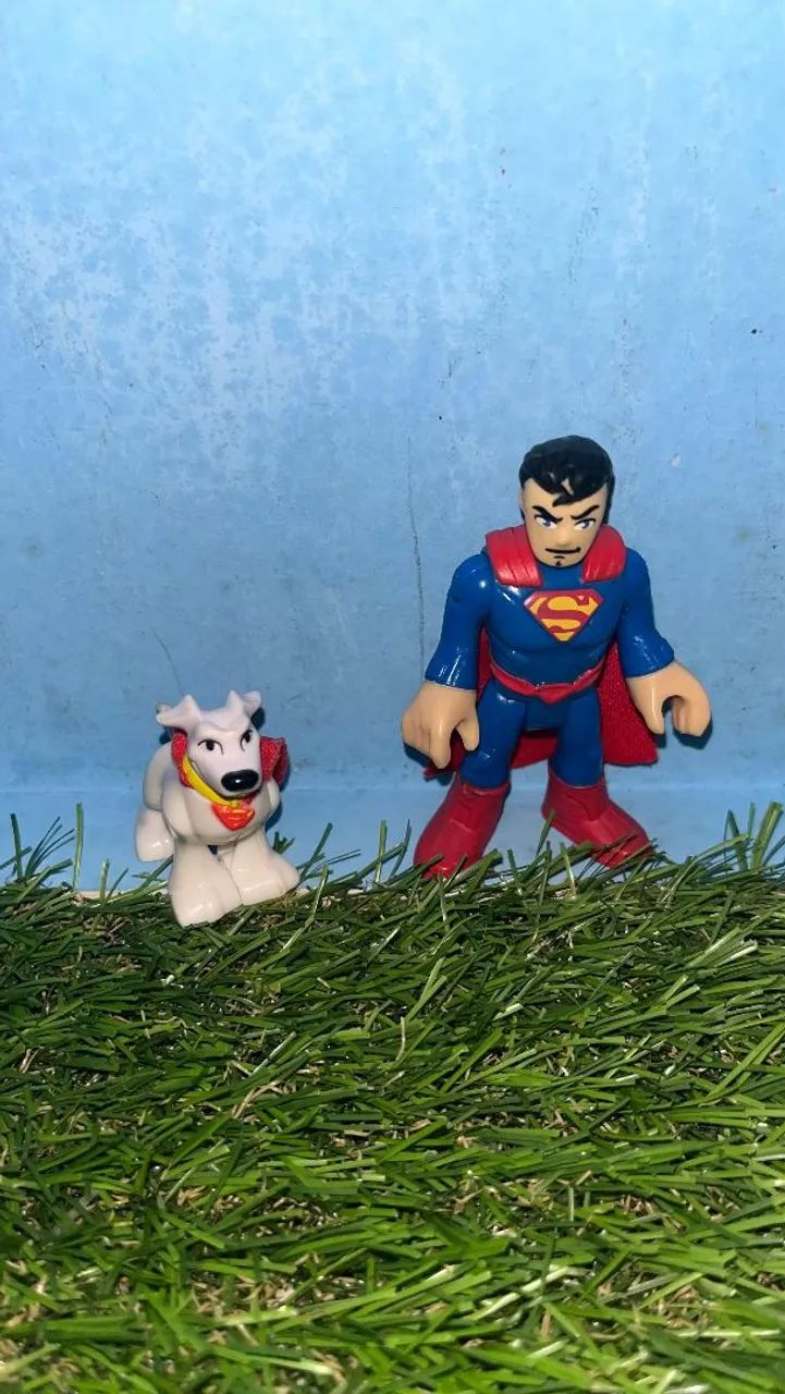 Imaginext DC Super Friends Superman e Krypto raro Mattel - Foto 4