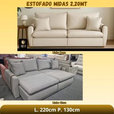 ESTOFADOS 2 MODULOS 2,20 MIDAS/10 POP. - TECIDO LINHO