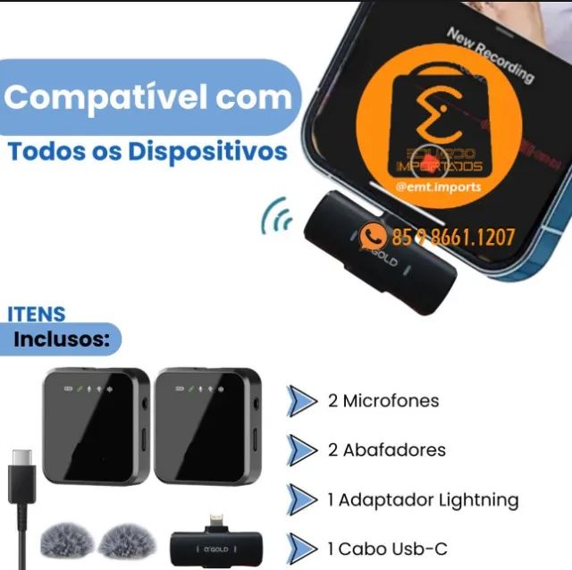 Microfone Lapela 2 Para 1 Lightning A'Gold MCF-18 - Foto 4