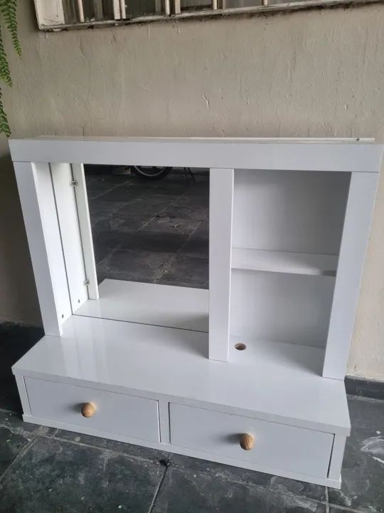 Penteadeira Branca com Espelho e Gavetas