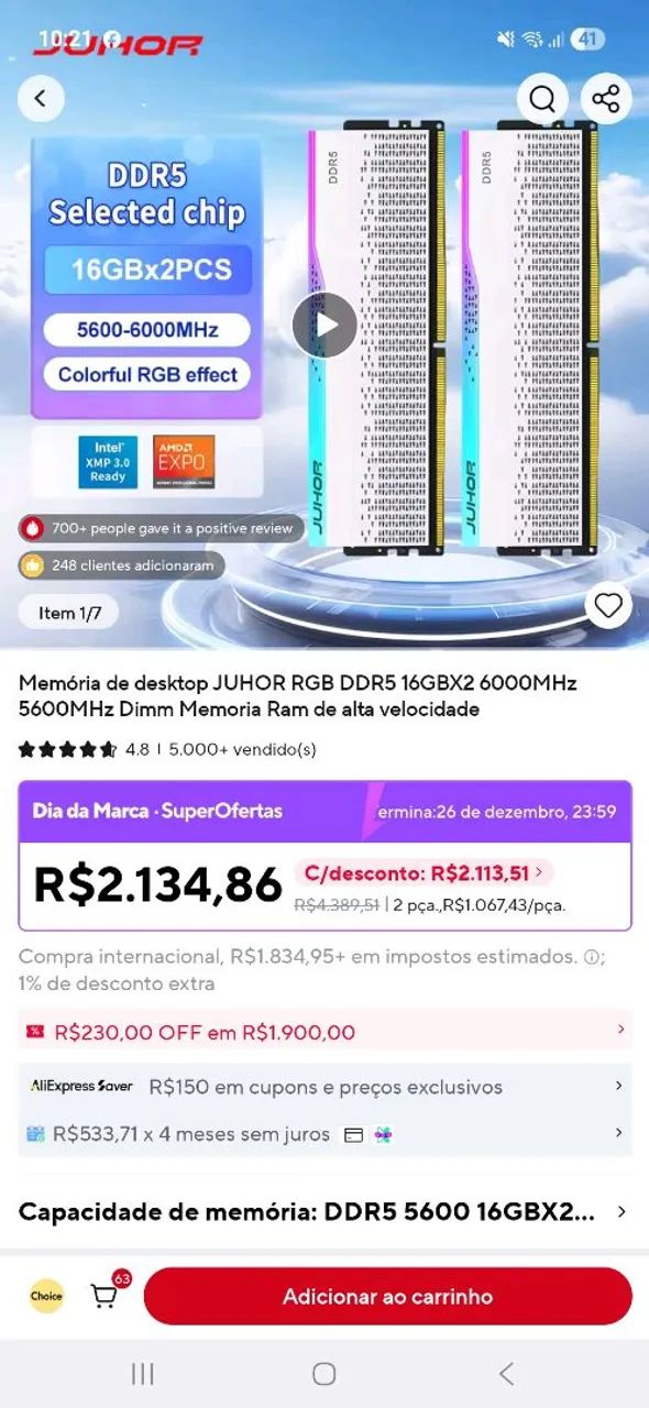 MEMÓRIA RAM DDR5 2x16GB  - Foto 2