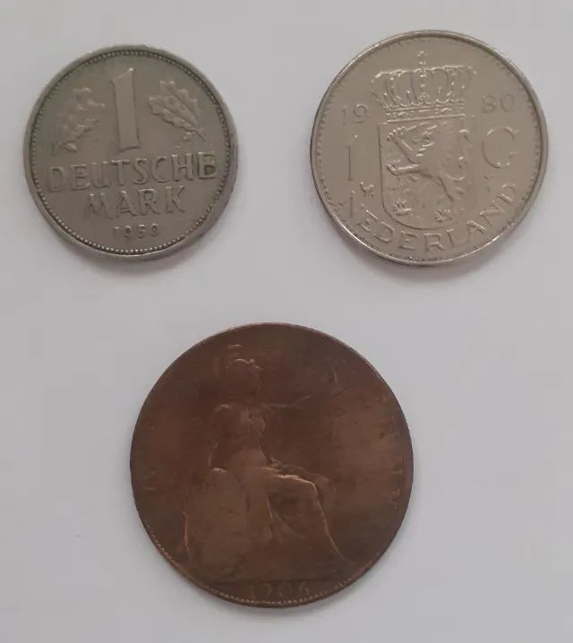 Lote 3 Moedas - Reino Unido / Alemanha / Holanda 