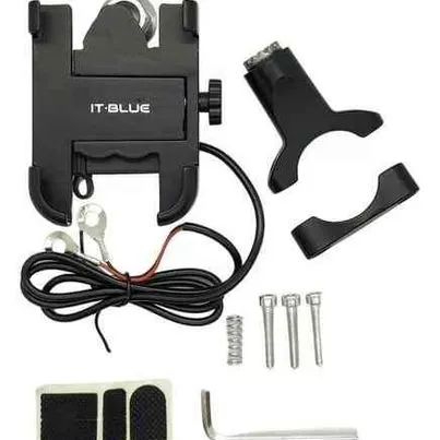 Suporte de Celular para Moto em Aluminio com Carregador