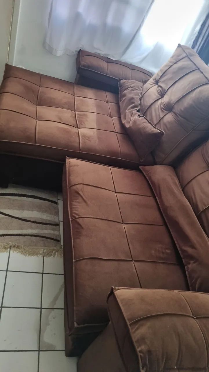 Sofá retrátil 4 lugares marrom Suede 2,50m  - Foto 2