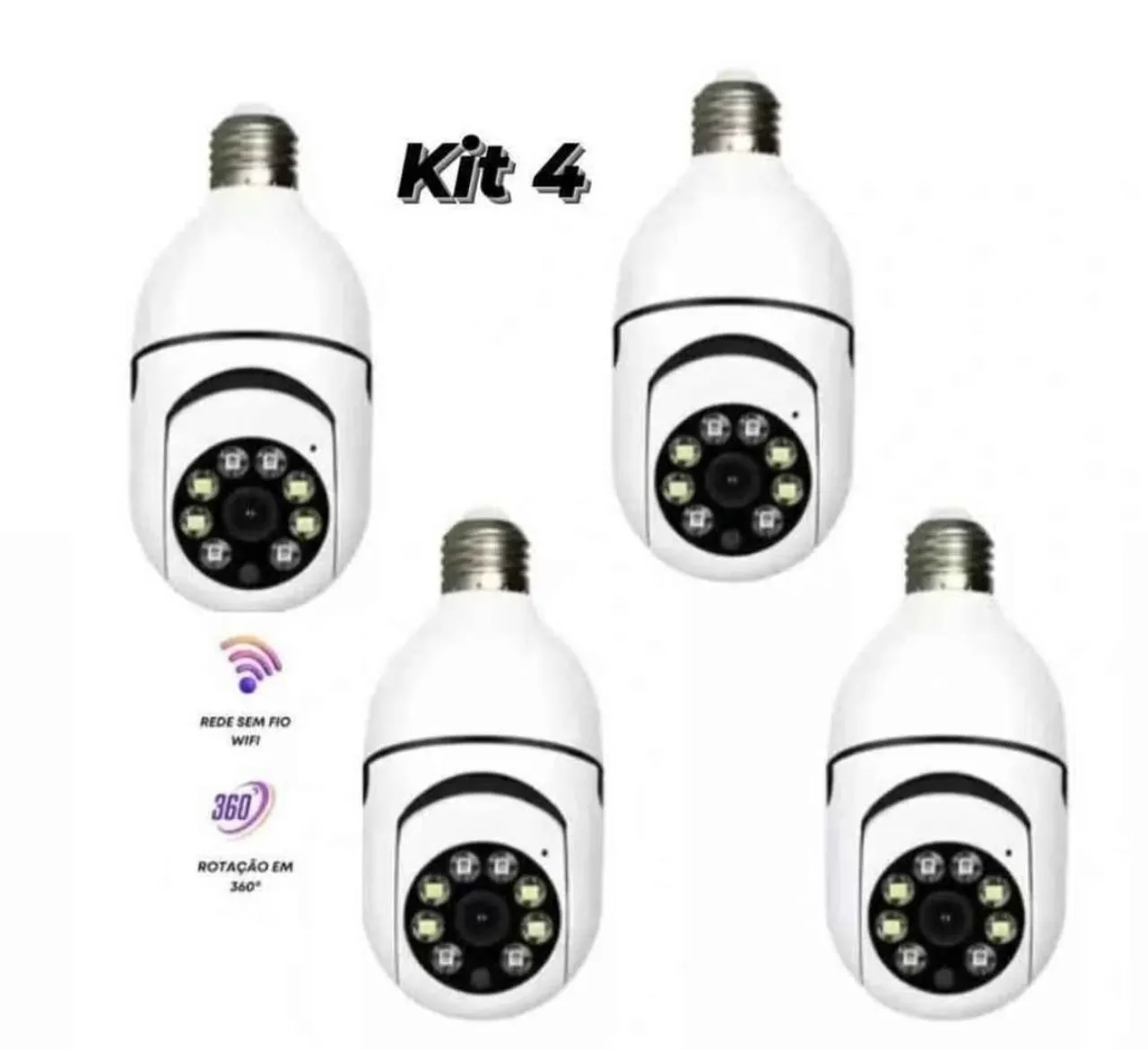 Kit 4 Câmeras Wi-Fi 360° para Segurança Residencial