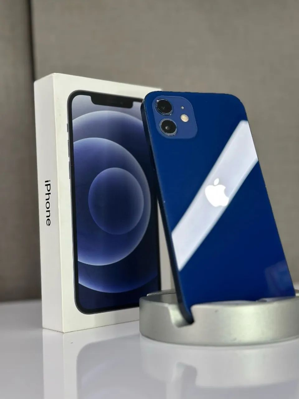 iPhone 12 Azul 64GB 77% saúde da bateria Acompanha caixa Seminovo