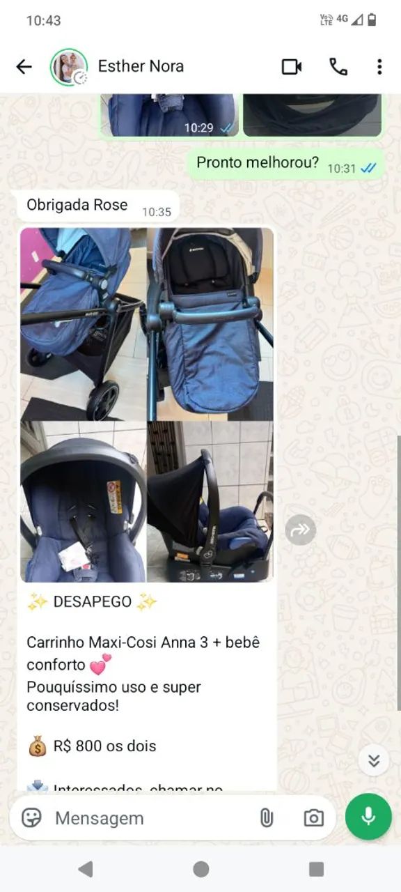 Carrinho de bebê com bebê conforto
