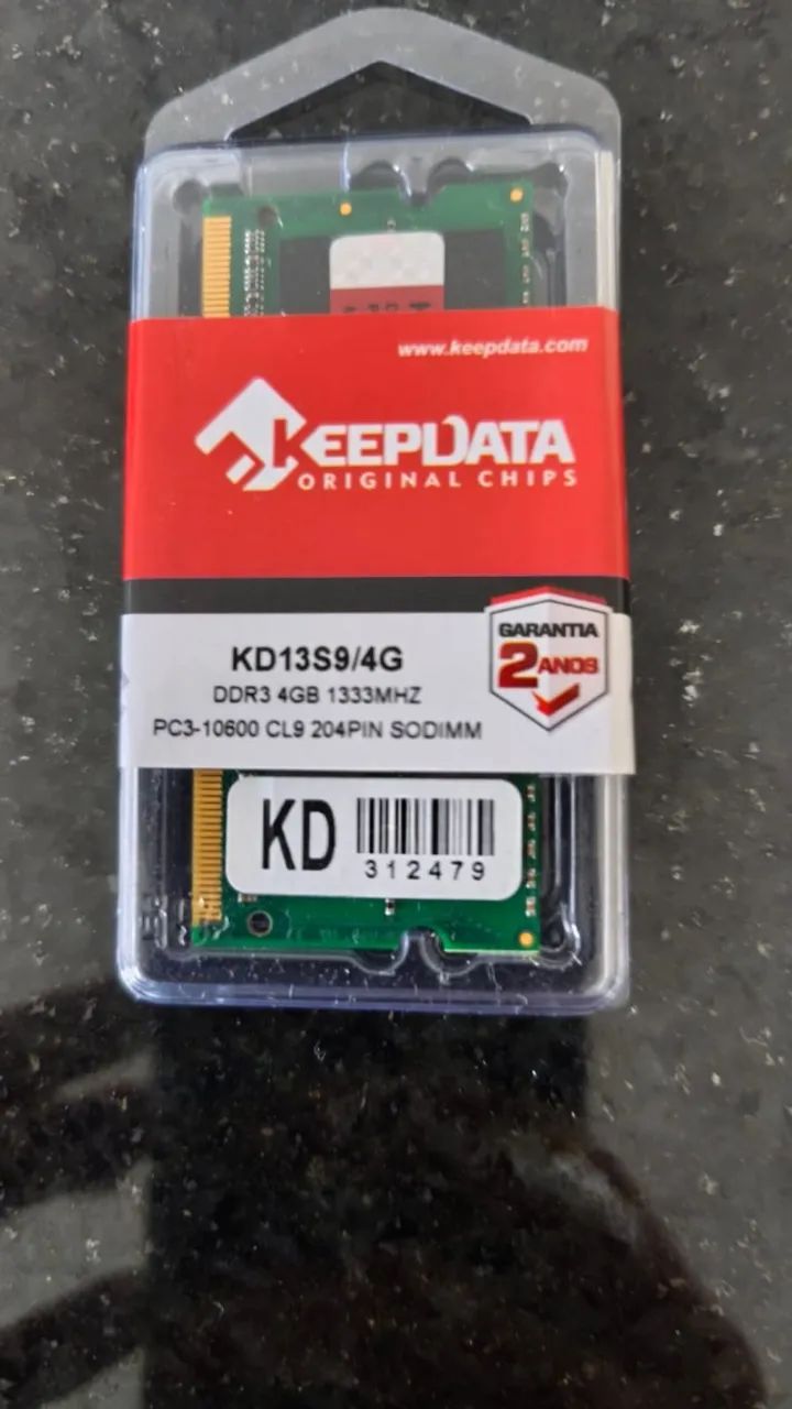 Kit Com 58 Und Memória Ram Ddr3 4gb Keepdata Kd13s9/4g Notebook