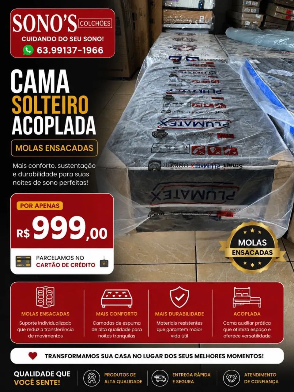 Cama box solteiro MOLAS ENSACADAS 