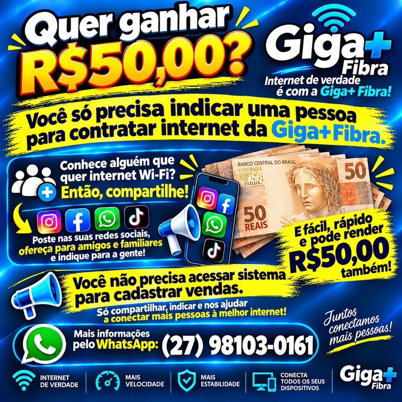 GANHE 50 REAIS INDICANDO INTERNET 