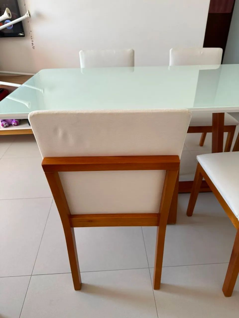 Mesa de jantar... com tampo em laca em vidro Branco - Foto 4